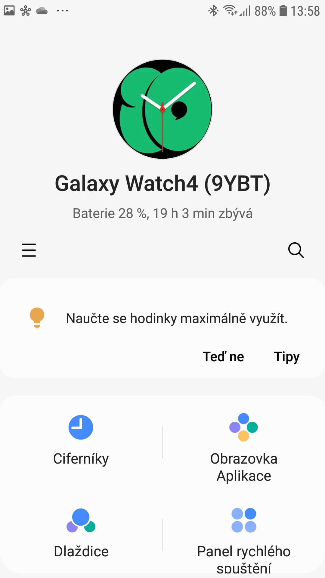 Mobilní aplikace Galaxy Wearable