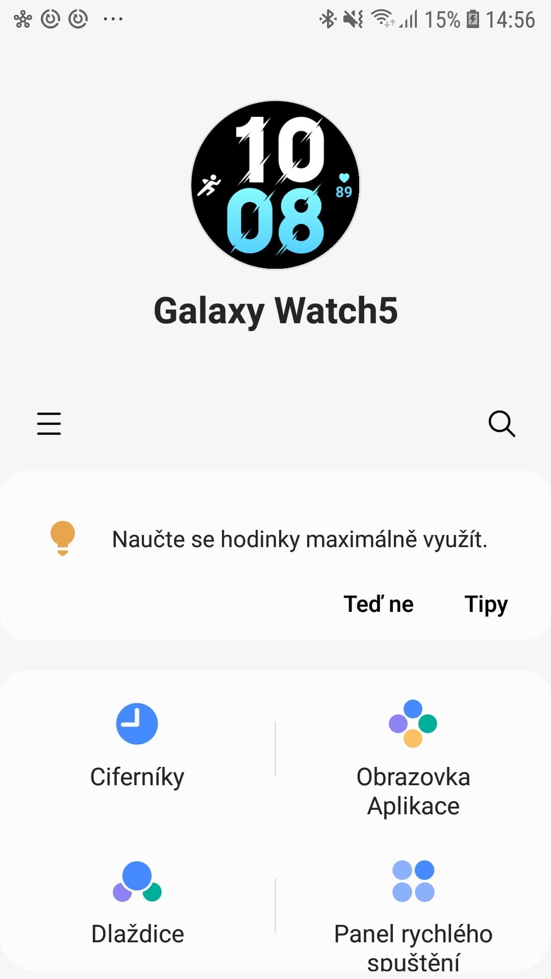 Nastavení v aplikaci Galaxy Wearable