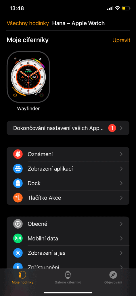 Aplikace Watch pro spárování hodinek