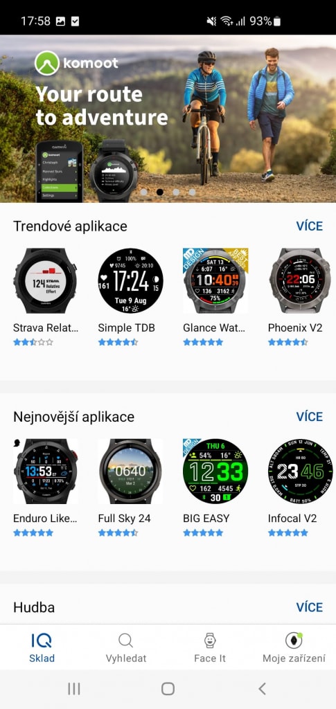 V obchodě Garmin IQ naleznete aplikace, ciferníky či datová pole