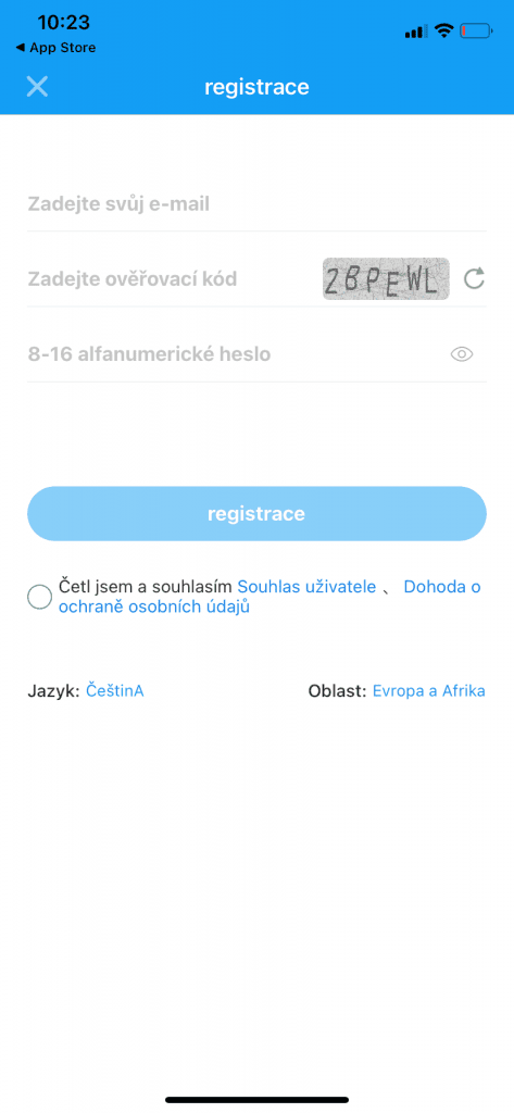 Proveďte registraci