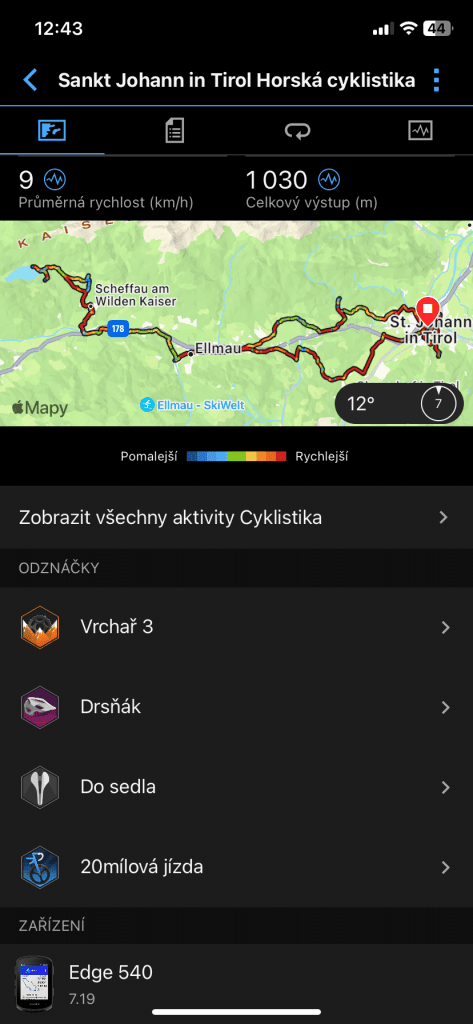 Můžete si prohlédnout trasu vaší jízdy