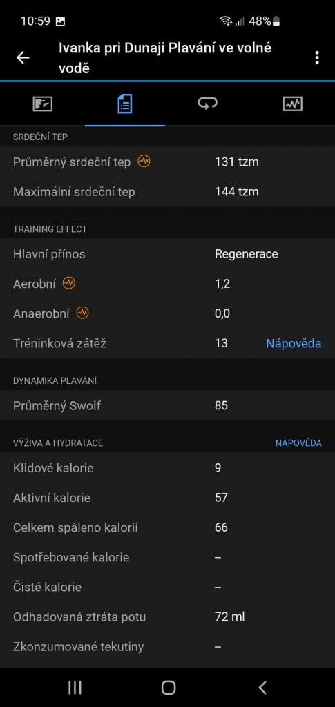 Plavecká efektivita SWOLF je dostupná během plavání na otevřené ploše i v bazénu