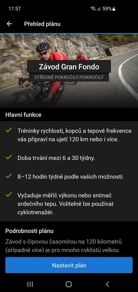 Kromě běhu můžete vybírat tréninky pro cyklistiku, jógu či silové disciplíny