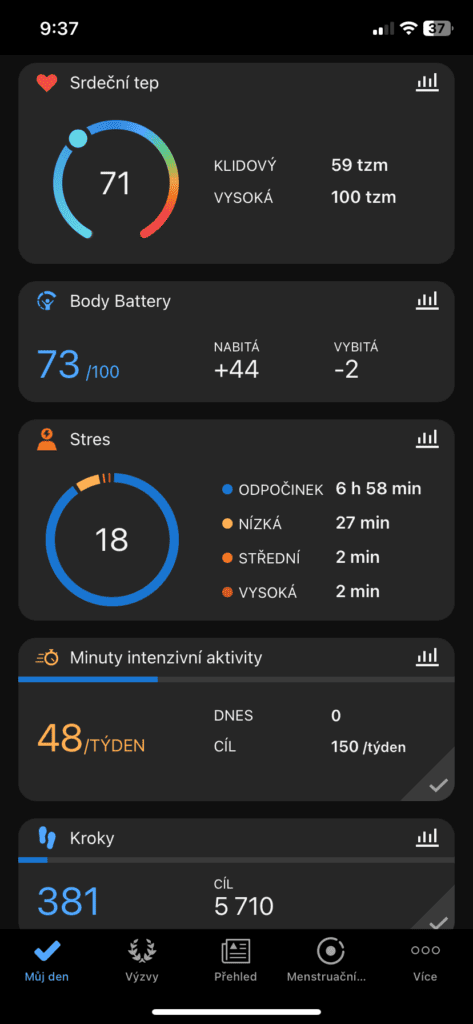 Statistiky v mobilní aplikaci