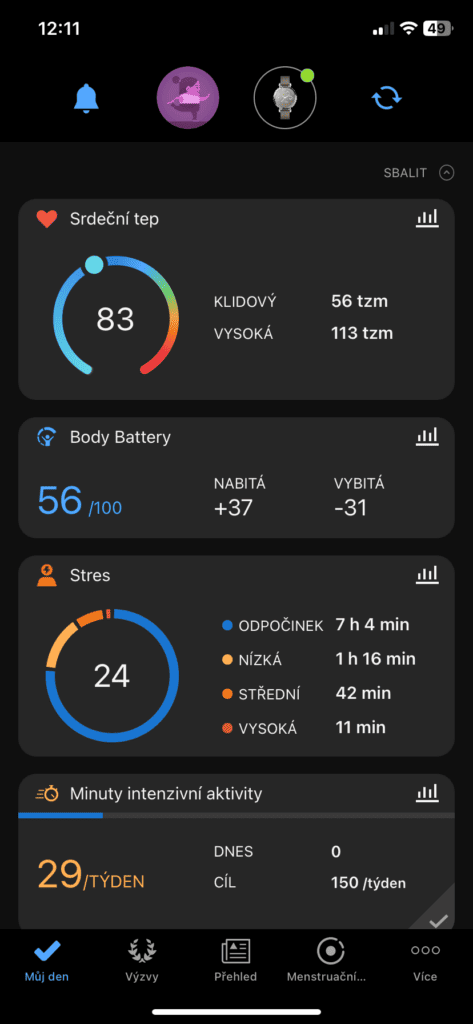 Mobilní aplikace Garmin Connect