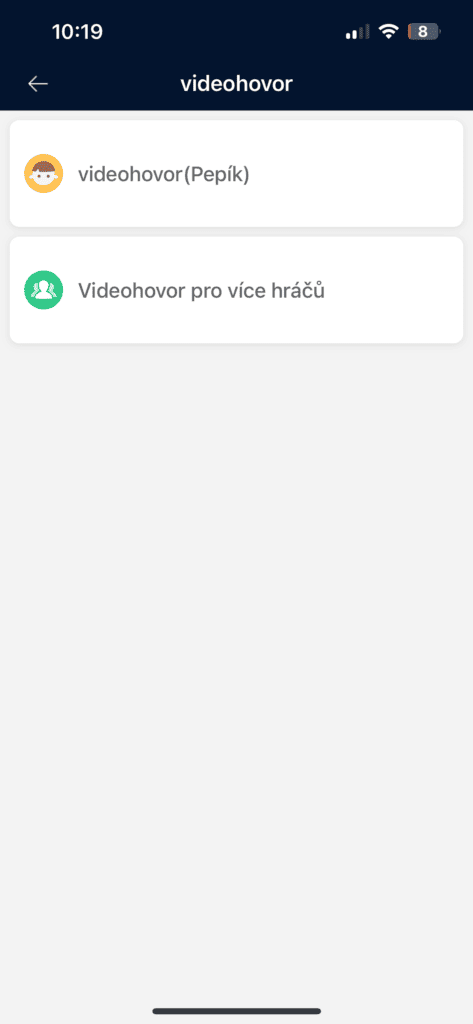 Videohovory v mobilní aplikaci