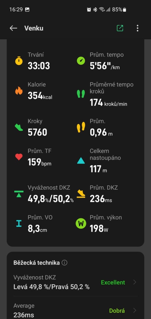 Množství měřených a odhadovaných metrik mě příjemně překvapilo