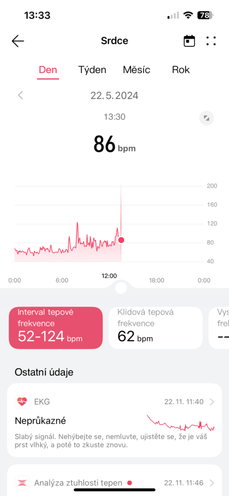 Data si lze prohlížet i zpětně