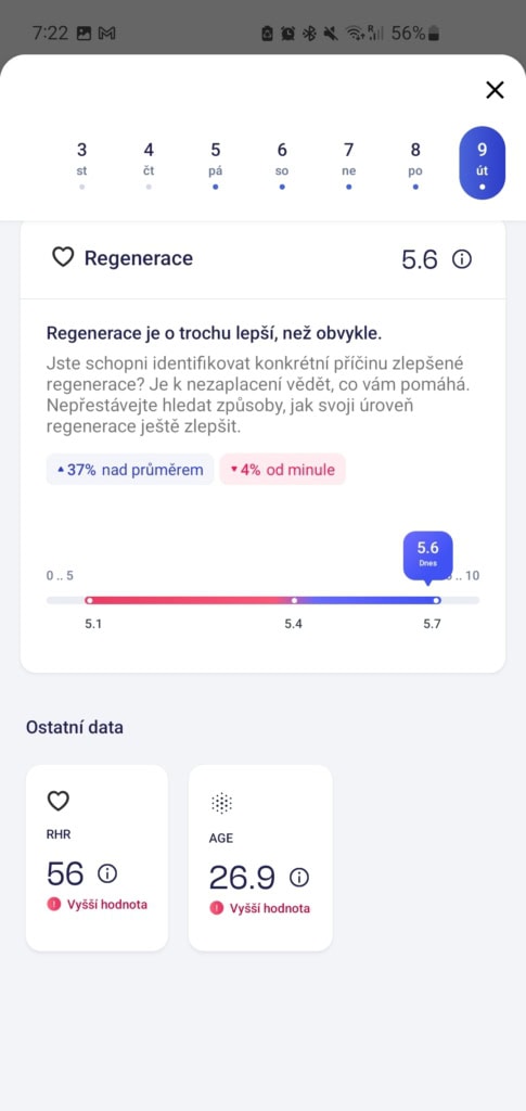 Nechybí funkční věk ani klidová tepová frekvence