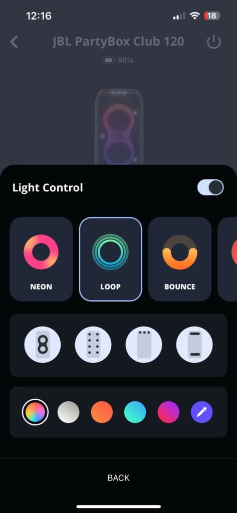 Sekce Light Control