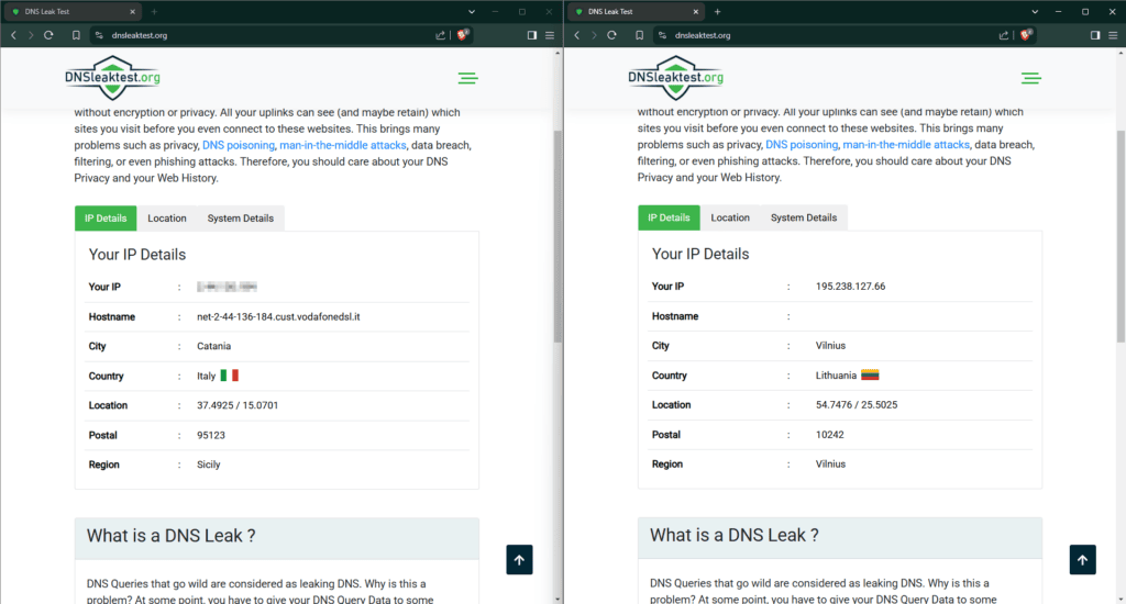 Test úniku DNS informací