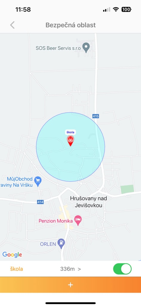 Nastavení bezpečných zón