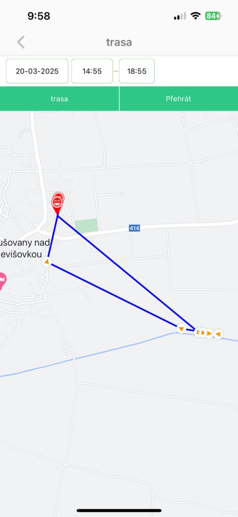 Zákres trasy do mapy není úplně přesný