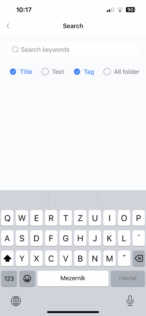 Vyhledávání v poznámkách