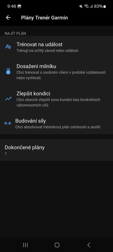V aplikaci naleznete různé předpřipravené plány