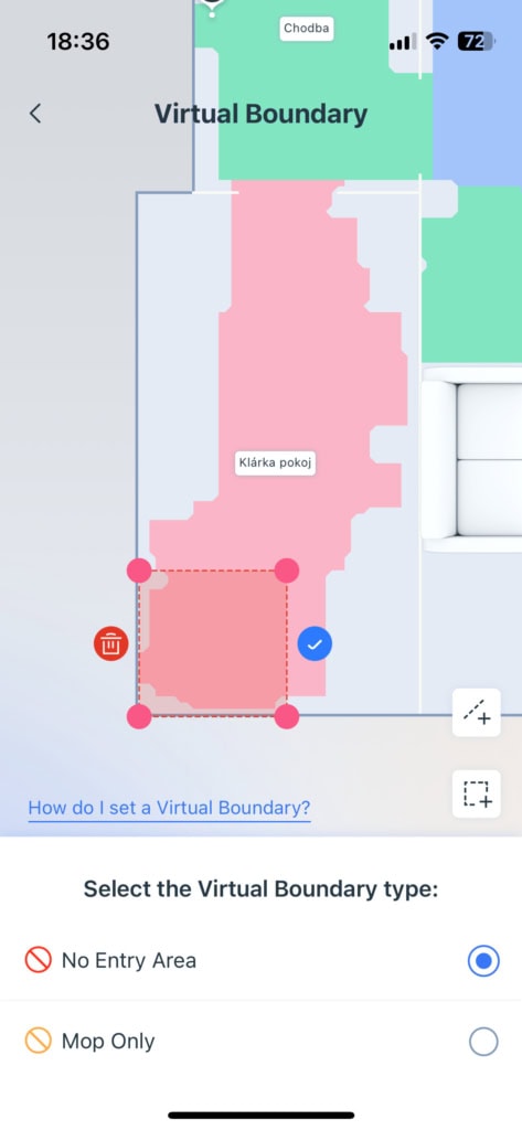 Přidání zóny do virtuální mapy
