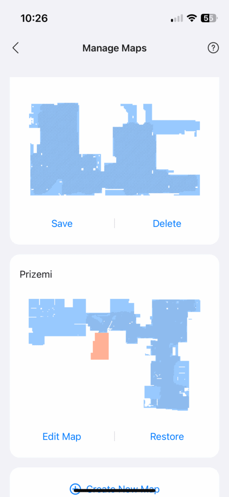 Díky podpoře více map lze snadno přepínat mezi několika podlažími