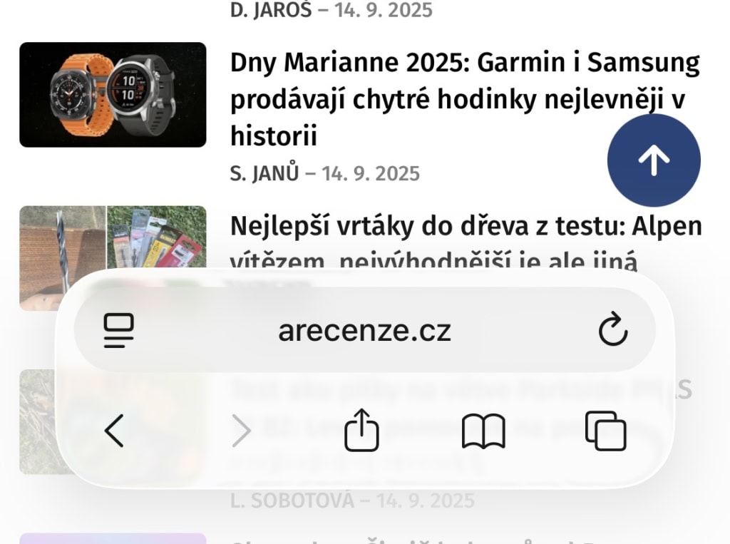 Adresní řádek s nastavení Dole.