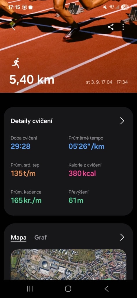 Záznak vnějšího běhu. Zdroj: redakce
