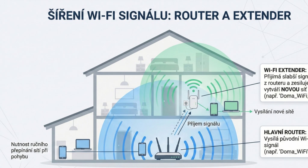 Řešení s extenderem (Foto: Ilustrace Gemini)