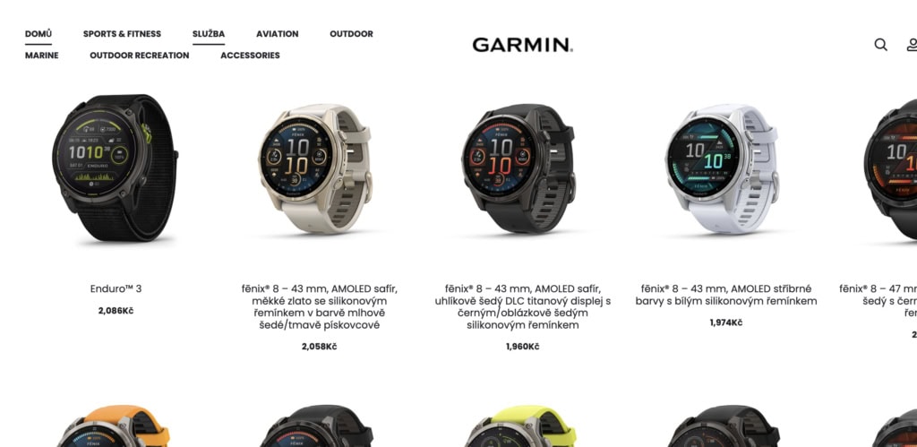Kompletní nabídka velmi levných Garminů (Foto: Stanislav Janů)