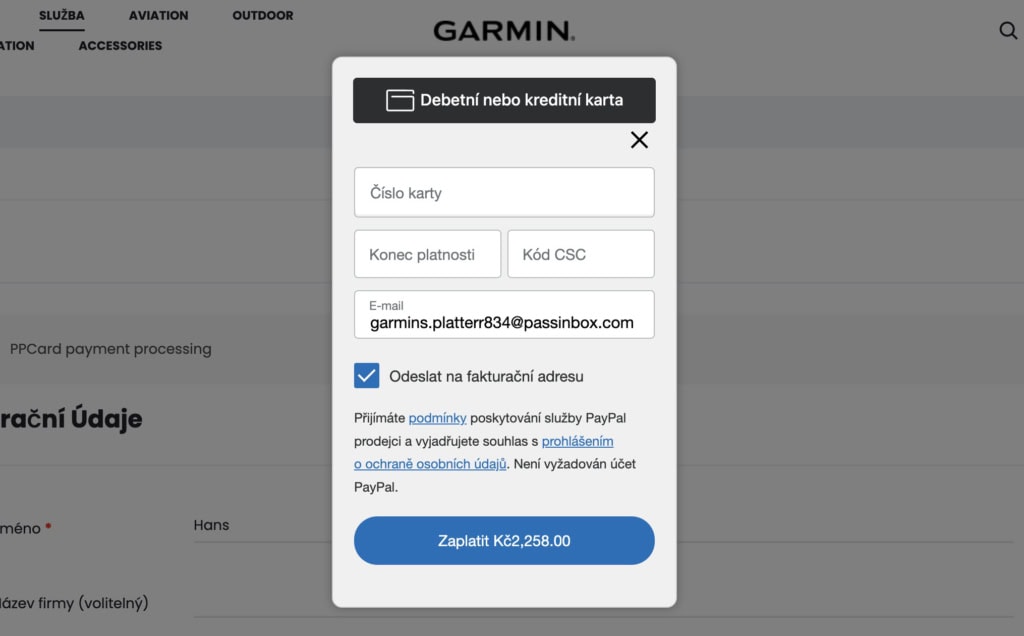 Napodobenina platební brány PayPal. (Foto: Stanislav Janů)