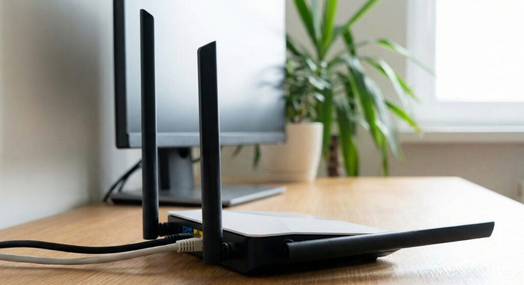 Zdroj: Nano Banana Pro
Router s antény do tvaru písmene „L“