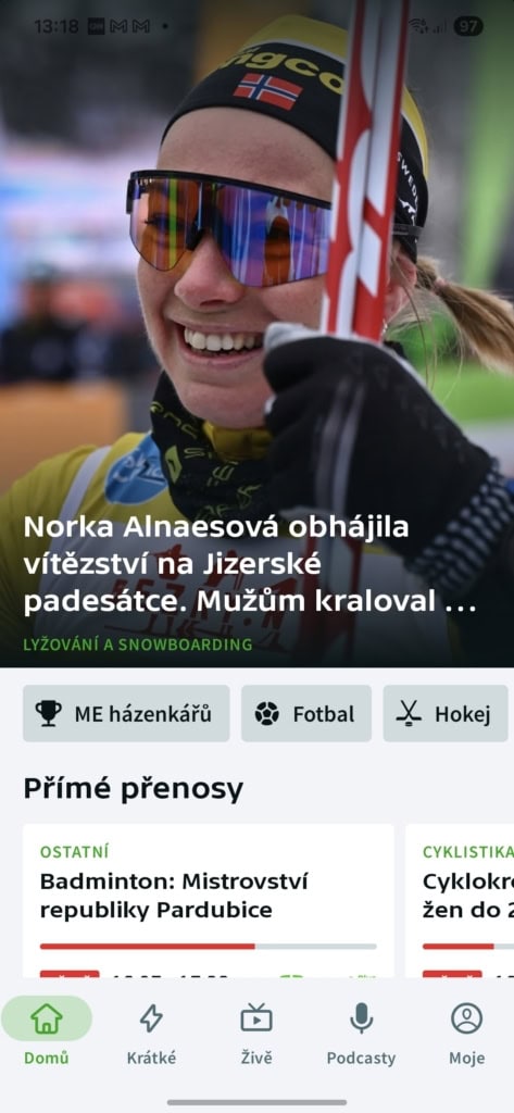 Aplikace ČT Sport pro Android (Foto: Stanislav Janů)