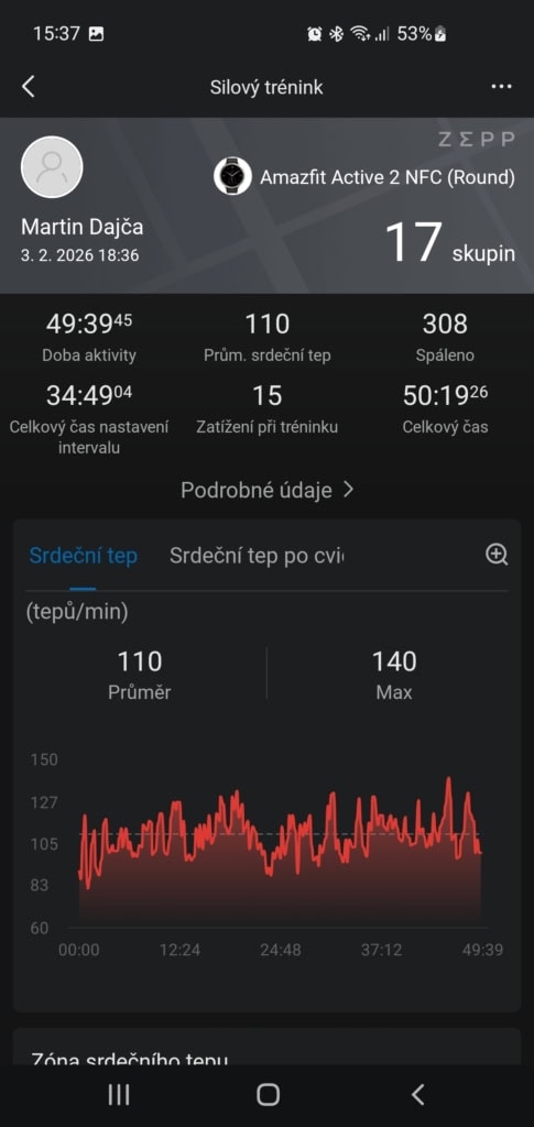 Záznam silového tréninku. Foto: Martin Dajča