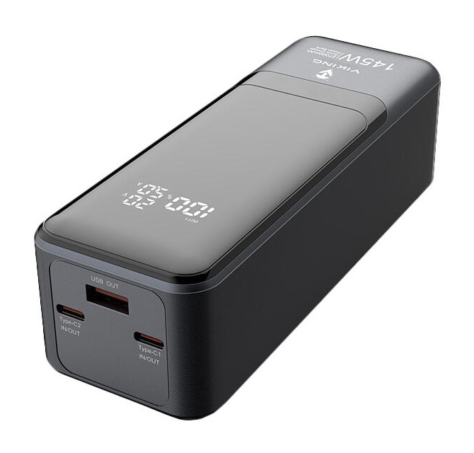 Na těle powerbanky je displej a trojice portů, dva USB-C a jeden USB-A. Zdroj: Oficiální materiály distributora.