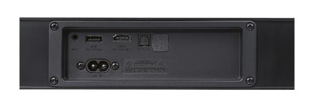 Na zadní straně jsou HDMI s eARC, optický vstup, 3,5mm jack i USB. Zdroj: Oficiální materiály distributora.