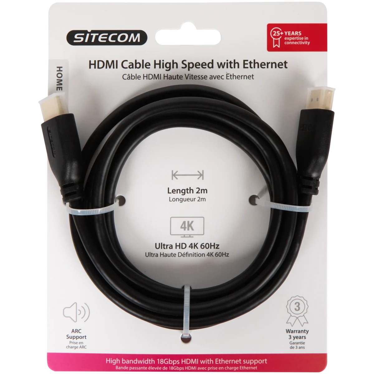 Na obalu kabel slibuje obraz ve 4K při 60 Hz, funkci ARC i podporu Ethernetu. Zdroj: Oficiální materiály distributora.