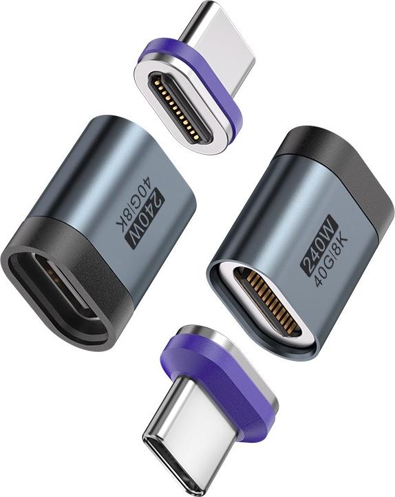 Adaptér INF zblízka se zásuvkou pro kabel, magnetickými kontakty a koncovkou USB-C, která zůstává v notebooku. Zdroj: Oficiální materiály distributora.